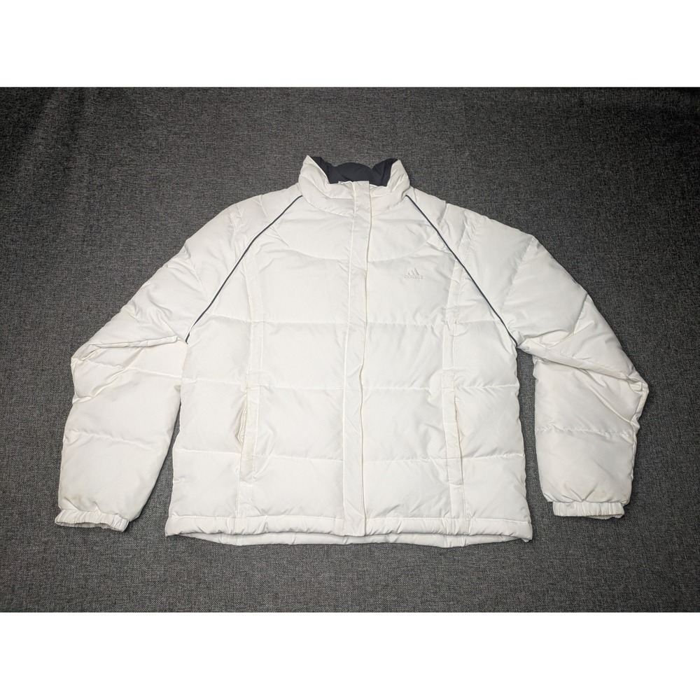 Adidas Women's Jacket Puffer Quilted Heavy White & Black Winter Coat Size‎ XL